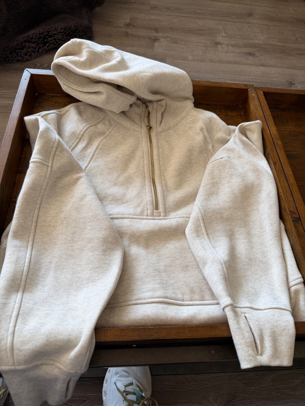 Lululemon Women’s Hooded Scuba Sweatshirt in Light Beige